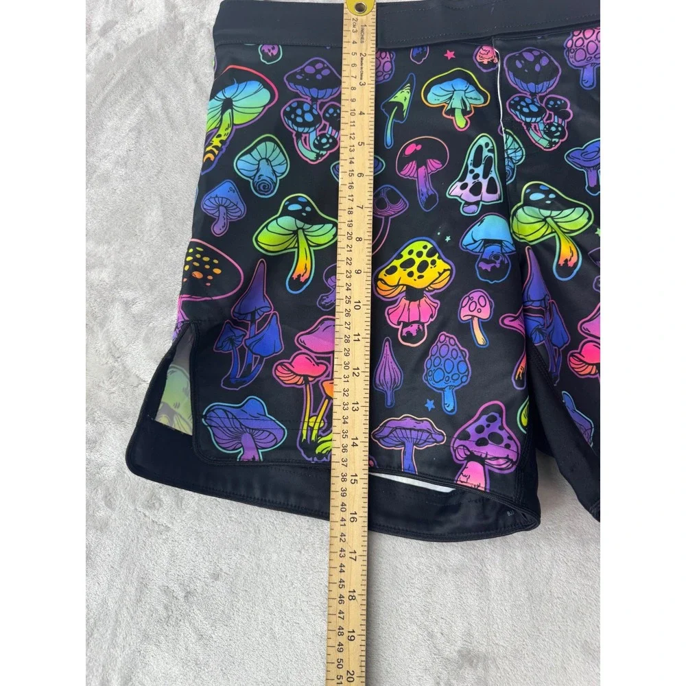 BJJ Sesh Neon Mushroom Grappling Shorts Mens Medium Black Psychedelic MMA No-Gi